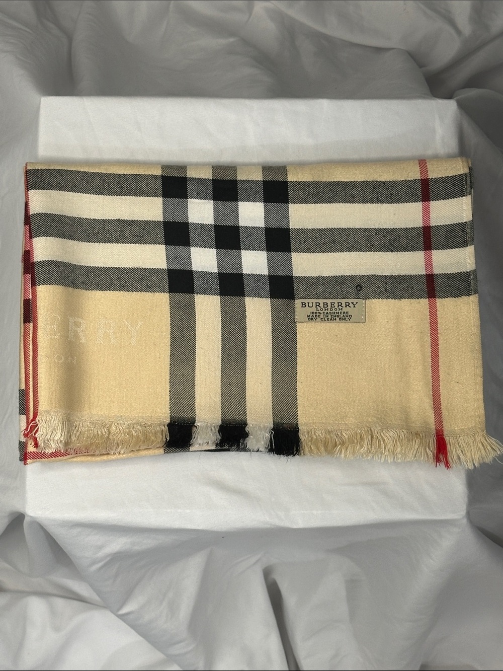 Burberry Beige Black Red Classic Check Scarf